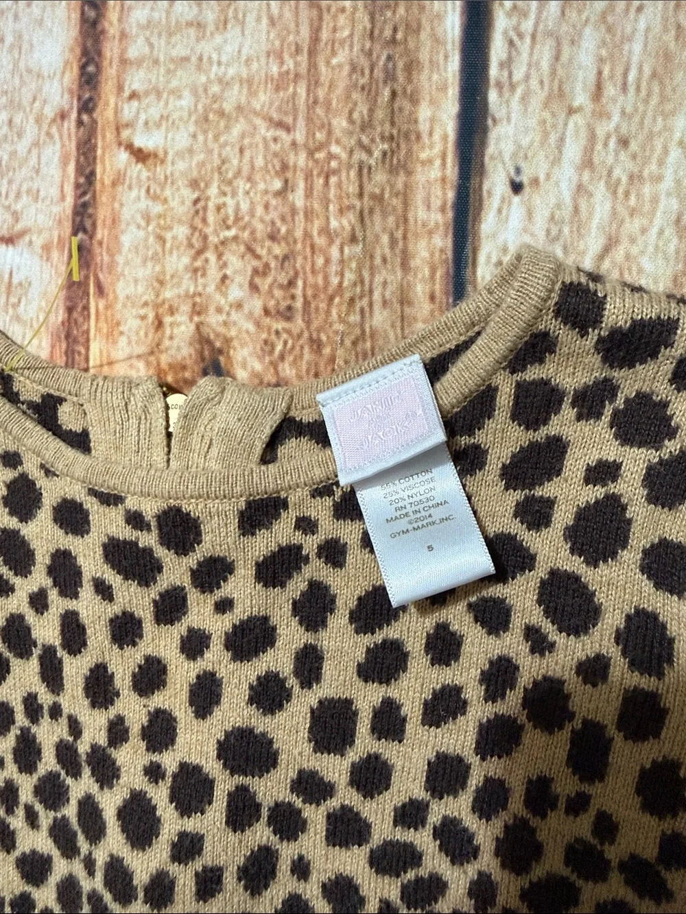 Janie and Jack Girls Leopard Spot Knit Sweater Dress - Tan/Brown - Size 5